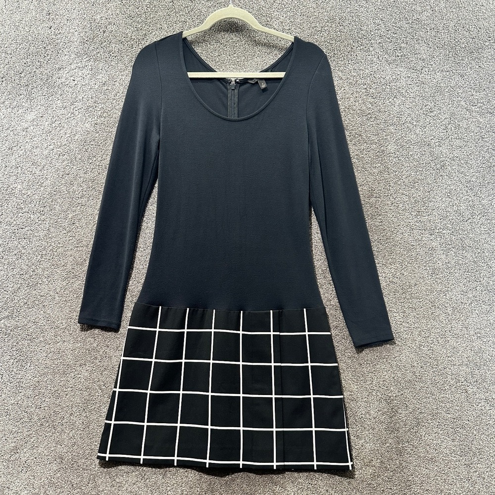 Banana Republic A Line Dress Women 2 Black Long Sleeve Knee Length Back Zip